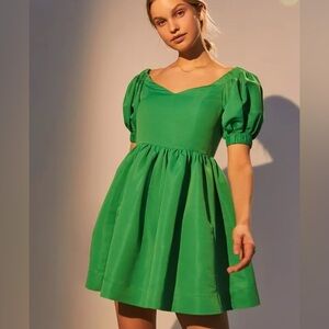 Perseverance London Ottoman Puff Sleeve Mini Dress - Size 6